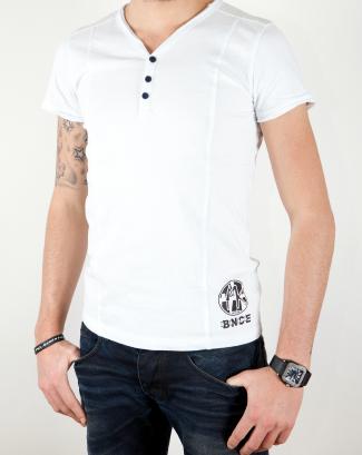 T shirt unique MK BNCE col V  Marvin  Blanc pas cher